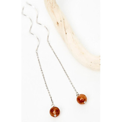 Bông tai đá thạch anh tóc đỏ 10mm mệnh hỏa, thổ - Ngọc Quý Gemstones