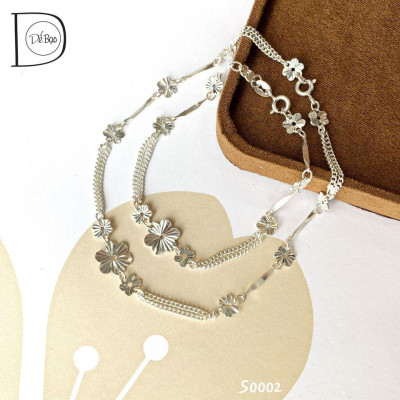 Lắc tay bạc 999 hoa mai phay lấp lánh long lanh Dế Bạc - LT2008