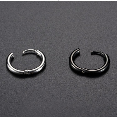 KHUYÊN TRÒN TRƠN, loại DÀY chuẩn, titan không gỉ, unisex, bông tai nam