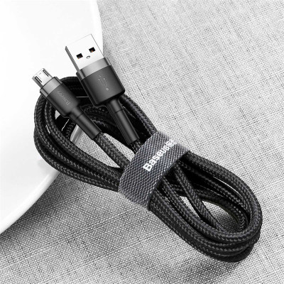 Cáp sạc nhanh đảo được đầu Baseus Cafule Micro USB v2 cho Smartphone Android Samsung/ Xiaomi/ Oppo/ Asus/ Huawei (dòng tối đa 2.4A, Quick charge 3.0) - Hàng chính hãng