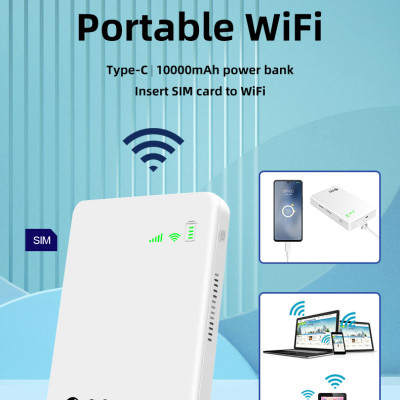 Cục phát wifi từ sim 4G kiêm pin sạc dự phòng TP10000, bộ phát wifi di động tốc độ cao 300Mbps, sử dụng mọi loại sim - Hàng nhập khẩu
