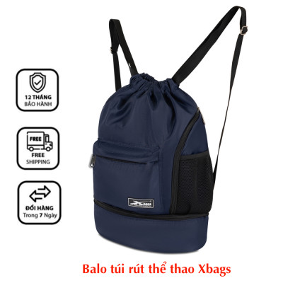 Balo dây rút thể thao xanh đen Xbags Xb 6005, Chất liệu chống thấm nước hiệu quả, Chống tia UV