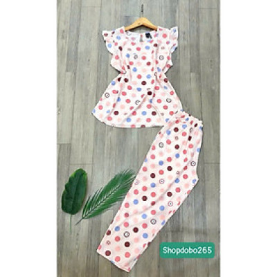 Đồ bộ nữ,đồ ngủ mặc nhà lửng 9 tấc tay cánh tiên vải lanh BL 52 họa tiết dễ thương size 51-70kg.