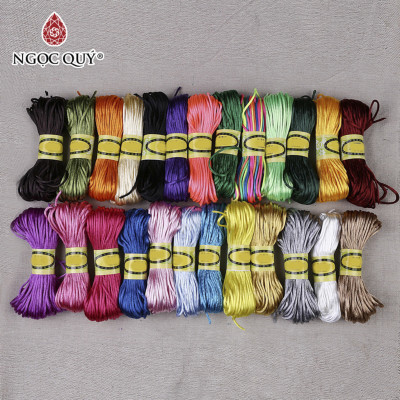 Bó 10m-20m dây tím bóng handmade loại 1,5mm - Dây vải bóng 1.5mm để đan vòng, thắt dây handmade - Ngọc Quý Gemstones - Bó 10m - Tím