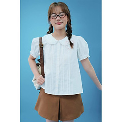 DOTTIE - Áo sơ mi cổ sen tay phồng - Trắng kem - T1123