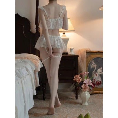 Bộ Đồ Ngủ 3 Món Tiểu Thư Dễ Thương Viền Ren Gợi Cảm