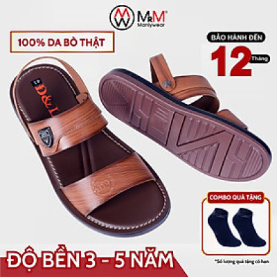 Dép Sandal Nam Da Bò Đế Cao Su Nguyên Khối, Đường May Chắc Chắn, Mềm Mại Êm Chân MRM Manlywear