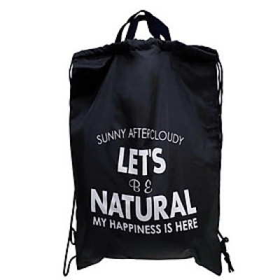 Balo dây rút vải, vải dù, đựng giấy tờ A4, laptop, quần áo, giày thể thao MÀU ĐEN