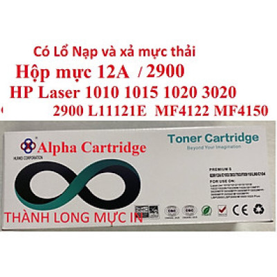 Hộp mực 12A dành cho Canon 2900/ L11121E Mực in HP LaserJet 1010/1015/1020/3015/3020/3030/3050 Canon L120, MF4122, MF4150, MF4680, L140, L160, MF4270, MF4320d, MF4350d 3000 FX9 FX10 CÓ LỔ ĐỔ MỰC Hàng chính hãng Alpha Cartridge