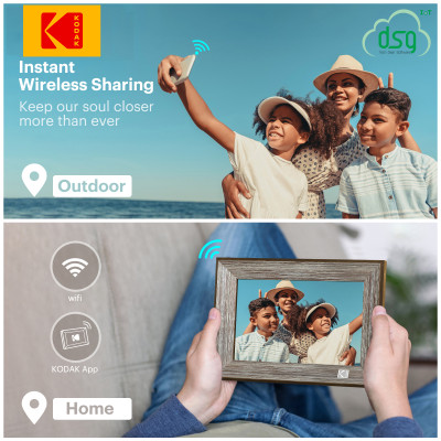 Khung ảnh KODAK chuyển động kỹ thuật số Wifi RCF-1013W, màn hình 10 inch, độ phân giải 1280x800 pixels
