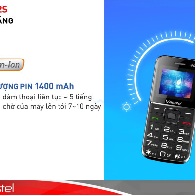Điện thoại người già Masstel Fami 12S 4G(LTE) , Bàn phím chữ số to, Loa lớn , Máy viền thép chắc chắn - Hàng chính hãng