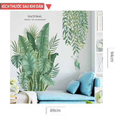 Sticker Giấy Dán Tường Decal Dán tường Mẫu Hoa Lá Cực Xinh ZH011