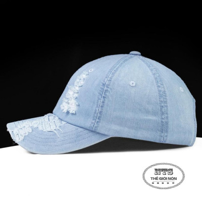 mũ lưỡi trai thời trang, nón jeans rách thời trang cá tính - màu xanh