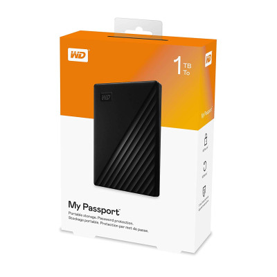 Ổ Cứng Di Dộng HDD WD My Passport 1TB 2.5" USB 3.2 WDBYVG0010B - Hàng Chính Hãng