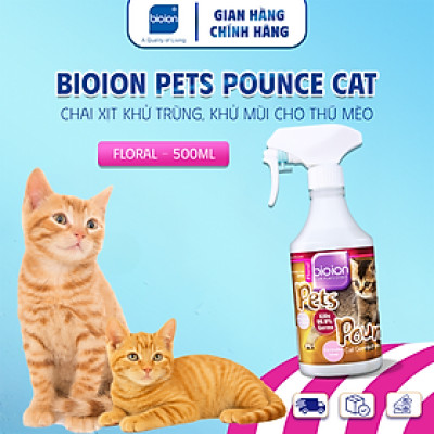 Chai Xịt Khử Mùi Sạch Khuẩn Cho Mèo Bioion Pets Pounce for Cat 500ml Hương Floral
