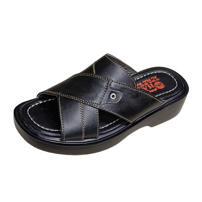 Dép Nam Quai Ngang Da Bò Thật HÀ NAM Đế Cao Dành Cho Người Thấpp DN2052