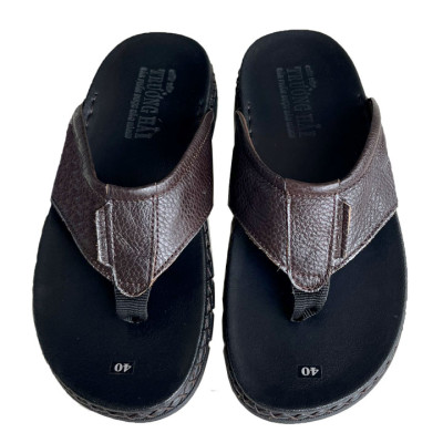 Dép xỏ ngón nam da bò Trường Hải đế doctor cao 3cm có 2 màu đen , nâu DXN125
