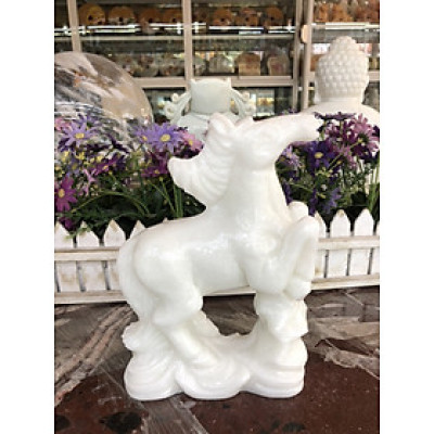 Tượng 12 con giáp phong thủy đá trắng trang trí bàn làm việc - Cao 20 cm