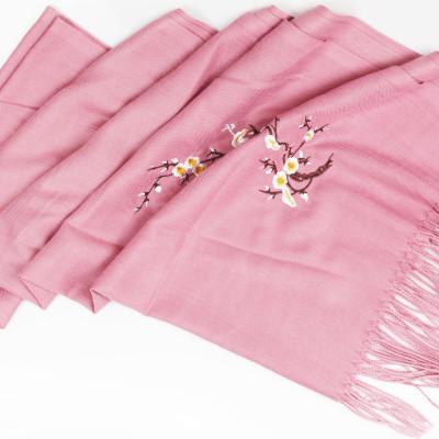 Khăn len Cashmere nữ thêu hoa