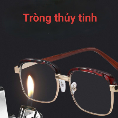 Kính lão da beo tròng thuỷ tinh from vuông to phù hợp cô chú khuôn mặt vừa và to
