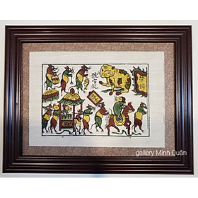 Tranh dân gian đông hồ - Đám cưới chuột - bịt mắt bắt dê