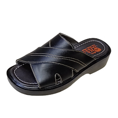 Dép Nam Quai Ngang Da Bò Thật HÀ NAM Đế Cao Dành Cho Người Thấp DN2040