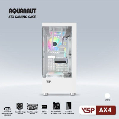 Vỏ Máy Tính Case VSP AX4 Aquanaut ATX Gaming (Black/White) - Hàng Chính Hãng 