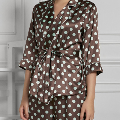 Đồ Bộ Nữ Mặc Nhà Pijama Dài Lụa Hàn Thắt Eo Maxivic, La Mộc - MM112114