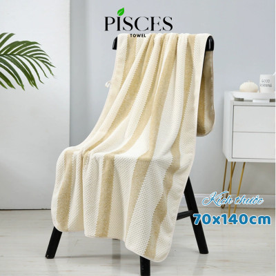 Khăn Tắm PISCES TOWEL 70x140cm Họa Tiết Tổ Ong Cotton Mềm Mại, Khăn Spa Yoga Gym Thể Thao Thấm Hút Mồ Hôi