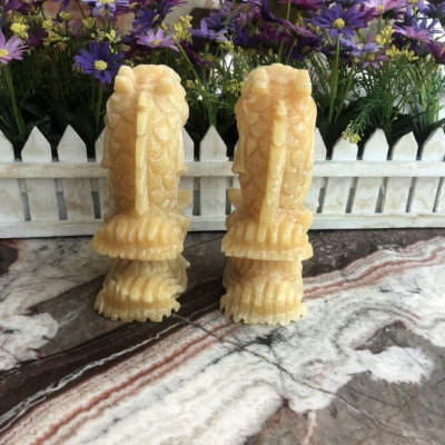 Cặp cá Chép hóa Rồng phong thủy đá ngọc hoàng long - Cao 15 cm