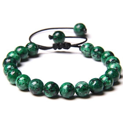 Vòng tay đá cẩm thạch sơn thuỷ kết dây cotton cho cả Nam và Nữ công sở làm trang sức