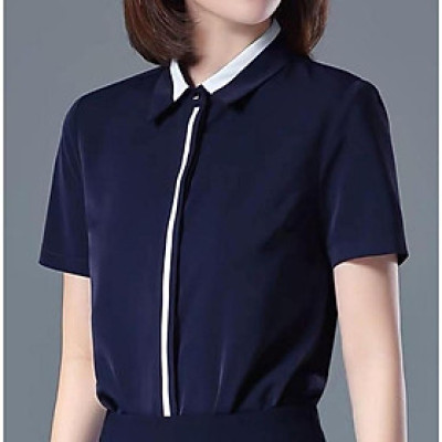 Áo sơ mi nữ ngắn tay phối viền nẹp mẫu WN02 Thời trang nữ công sở Thiết kế trẻ trung thanh lịch