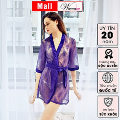 Áo choàng ngủ WANNABE KI625 áo khoát ren hoa trong suốt xuyên thấu khoe body chuẩn đẹp của bạn gái