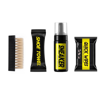 Bộ Vệ Sinh Giày Dép Làm Sạch Chuyên Sâu Giặt Giày gồm 1 bình xịt tạo bọt dung tích 150ml, 1 khăn mềm, 1 bàn chải mềm