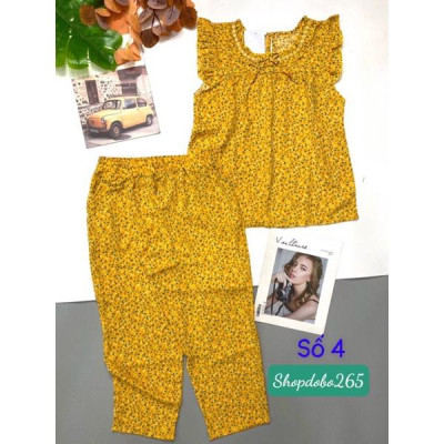 Đồ bộ nữ,đồ ngủ mặc nhà lửng 9 tấc vải lụa mango BL 54 họa tiết hoa nhí siêu cute size đại 61-70kg.