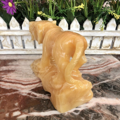 Tượng Cọp, Hổ giáp phong thủy đá ngọc hoàng long trang trí phòng khách, bàn làm việc - Cao 15 cm