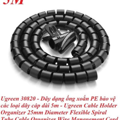 Ugreen UG30820LP121TK 5M màu Đen Dây ống xoắn PE bảo vệ cáp cao cấp - HÀNG CHÍNH HÃNG