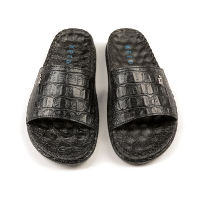 Dép da cá sấu quai ngang nam xịn full box KEEDO KDCS2