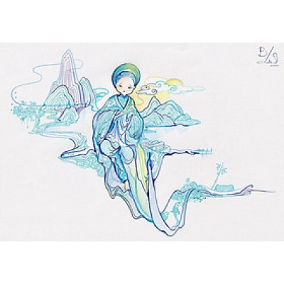 Tranh in treo tường nghệ thuật "Nghệ Nhân Thêu Non Nước" - Tranh trang trí treo tường phòng ngủ, phòng khách, trang trí góc học tập, làm việc