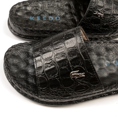 Dép da cá sấu quai ngang nam xịn full box KEEDO KDCS2