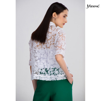 Áo ren organza cổ trụ Maxivic M032312