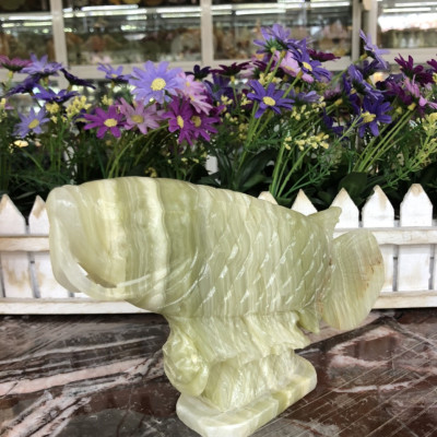 Tượng cá rồng phong thủy đá ngọc Onyx size nhỏ trang trí bàn làm việc - Dài 22 cm