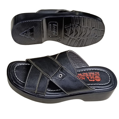 Dép Nam Quai Ngang Da Bò Thật HÀ NAM Đế Cao Dành Cho Người Thấpp DN2052