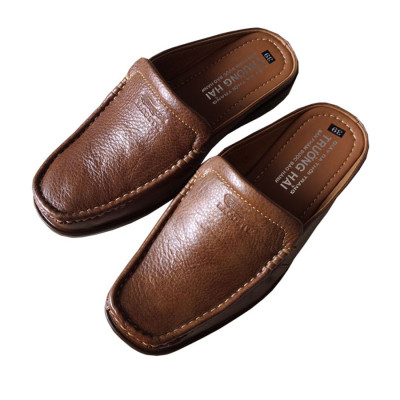 Giày sục nam Trường Hải da bò màu vàng trơn đế kếp may chắc chắn  SP039