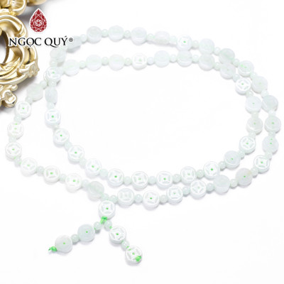 Chuỗi cổ đồng tiền đá cẩm thạch A 70cm mệnh hỏa, mộc - Ngọc Quý Gemstones