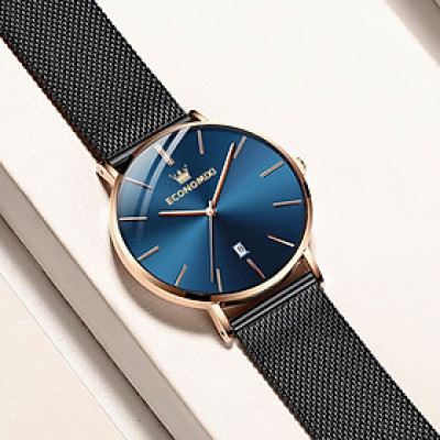 Đồng hồ nam cao cấp DEYROS dây thép lụa đen chạy lịch ngày phong cách thể thao khỏe khoắn