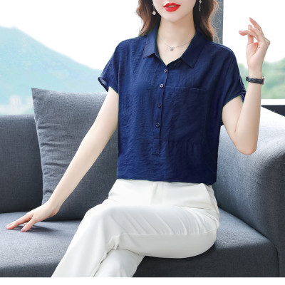 Áo sơ mi nữ form rộng tay ngắn, chất liệu Đũi tơ mềm mát, áo kiểu nữ, form trẻ trung, năng động, T73