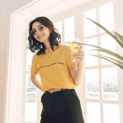 Áo sơ mi màu vàng Peter Pan Blouse Burny A3004312V