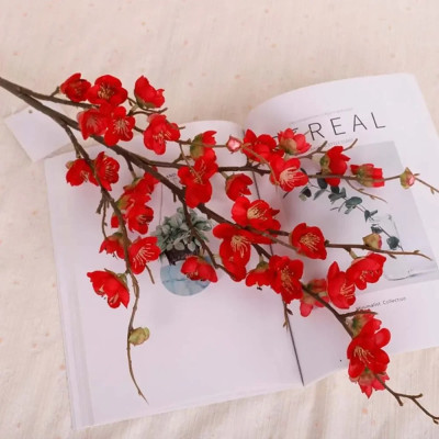 Cành hoa đào cổ giả trang trí Tết - Dài 80 đến 1m - Cây giả, hoa lụa trang trí nhà cửa.