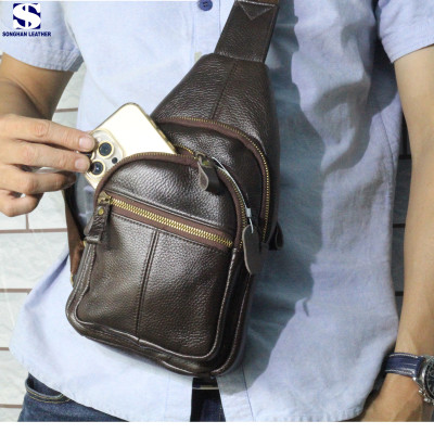 Túi Đeo chéo Da Bò Thật Cao Cấp Songhan Leather BM01.Túi Nam Đeo Ngực Đa Năng . Bảo Hành 12 Tháng